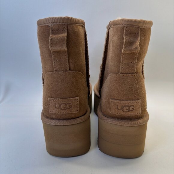 UGG Classic Mini Platform Chestnut Suede Boots Women Size 7 - Picture 6 of 11